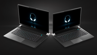 Alienware X15 and Alienware X17 on a dark background