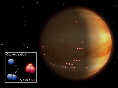 Artist’s impression of the detection of ozone on Venus’ night side.