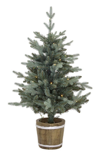 3.5ft Pre-lit Barrel Potted Christmas Tree (Battery Operated) - &nbsp;£49 (Save 25%) - Homebase