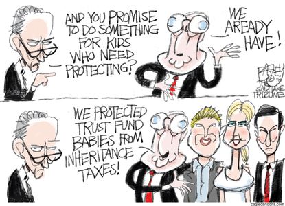 Political cartoon U.S. DACA Dreamers GOP immigration deal Democrats Chuck Schumer Ivanka children tax cuts