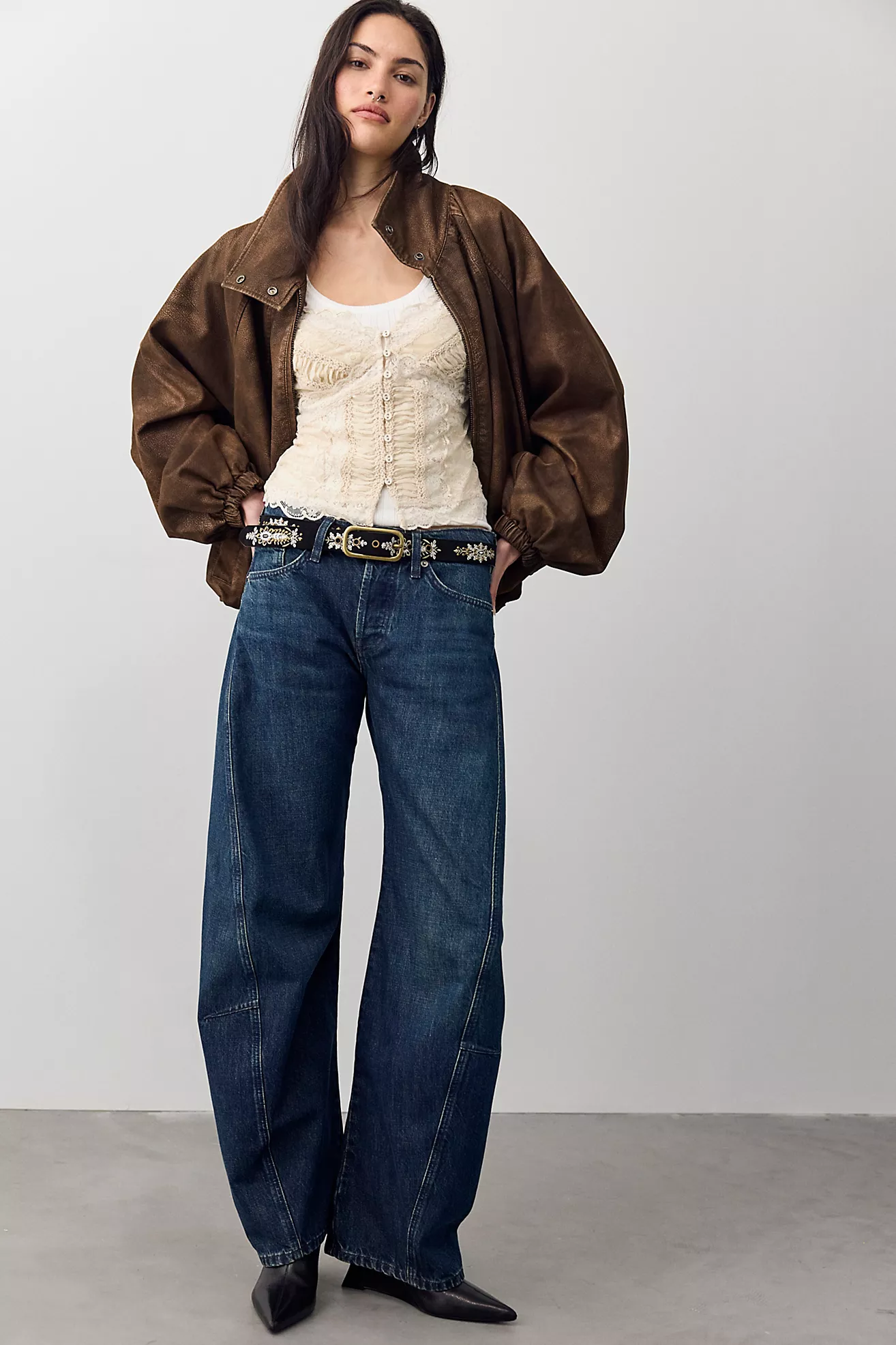 We the Free Fable Low-Rise Twisted Bowed Jeans