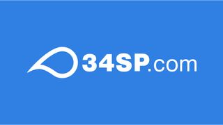 34SP logo in white on a blue background