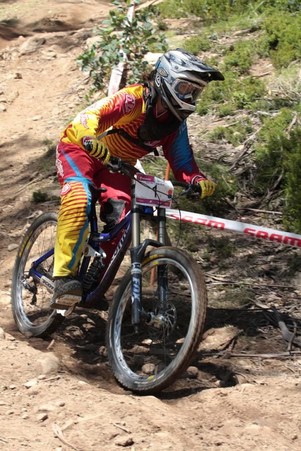 Leonie Picton (Yarra Valley Cycles) speeds downhill