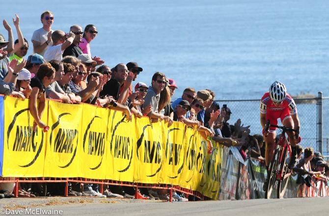 Elle Anderson (California Giant Strawberries/ Specialized) sprinting up the pavement for her third consecutive UCI victory