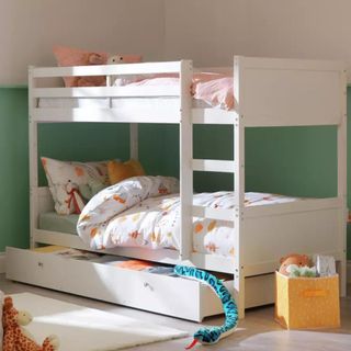 Habitat Detachable Bunk Bed with Storage in green bedroom