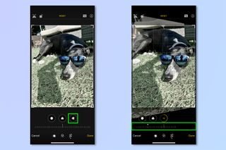 Screenshots showing how to edit photos on iPhone
