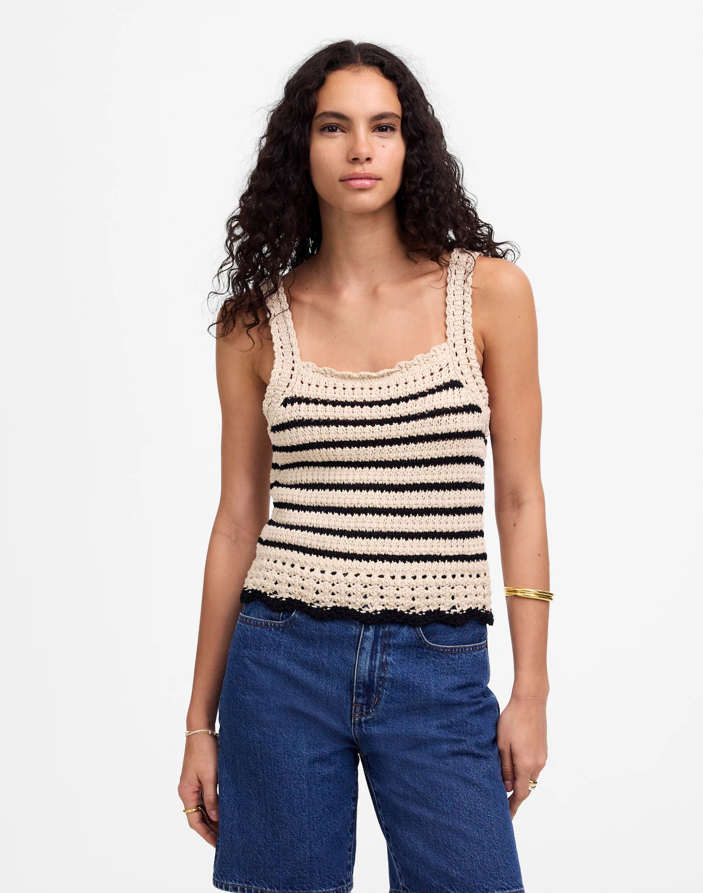 MW, Crochet-Stitch Cotton Sweater Tank