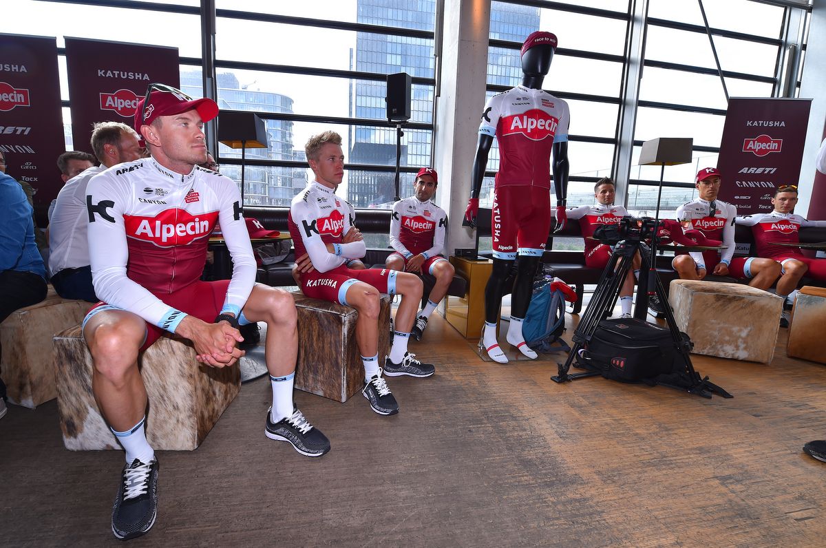 The Katusha-Alpecin riders in the Tour kit