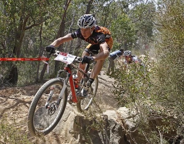 Ben Henderson (Torq/Anytime Fitness) racing after an early tangle with eventual winner Chris Jongewaard.