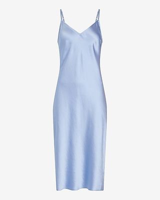 Satin V-Neck Downtown Cami Midi Slip Dress