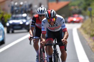 Fernando Gaviria (UAE Team Emirates) behind the race before abandoning the Giro