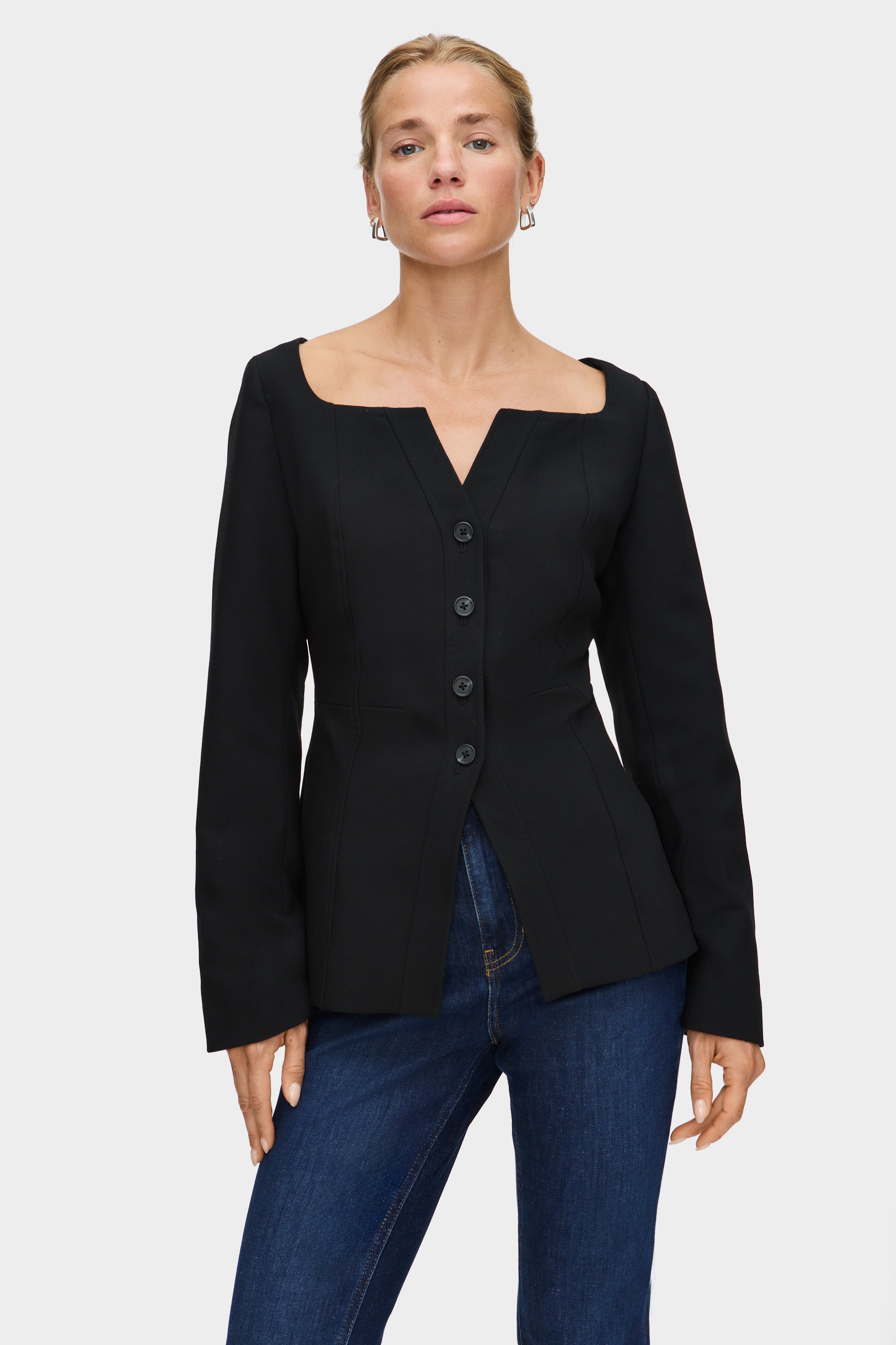 Emily Scoop V Neck Waisted Blazer