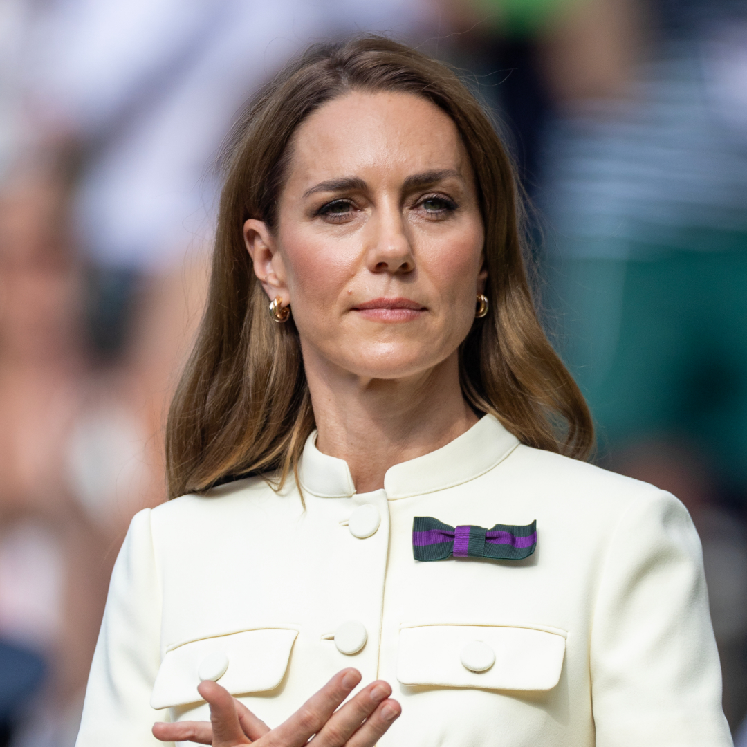 Kate Middleton wears a white Self Portrait dress to Wimbledon on July 12