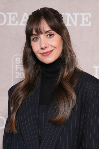 Alison Brie is pictured with a fringe at the Deadline 2025 Sundance Film Festival Studio presented by Casamigos held at the Deadline Studio on January 26, 2025 in Park City, Utah.