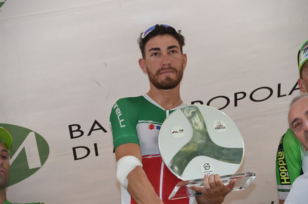 Giacomo Nizzolo with his winner's trophy