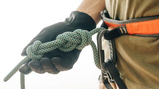 rock climbing knots: figure of eight with a stopper