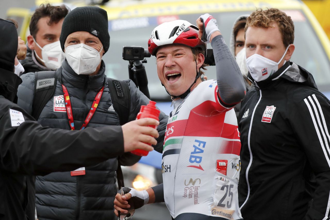 Cycling: Vuelta Espa&Atilde;&plusmn;a 2020 / Tour Spain 2020 / 15 Etapa / 15 Stage /
CELEBRATION / CELEBRACION / PHILIPSEN, Jasper (BEL) /
Mos - Puebla de Sanabria (230,8 km) 5-11-2020/
Cycling: Vuelta Espa&Atilde;&plusmn;a 2020 / Tour Spain 2020 / 15 Etapa / 15 Stage /
&Acirc;&copy;PHOTOGOMEZSPORT2020