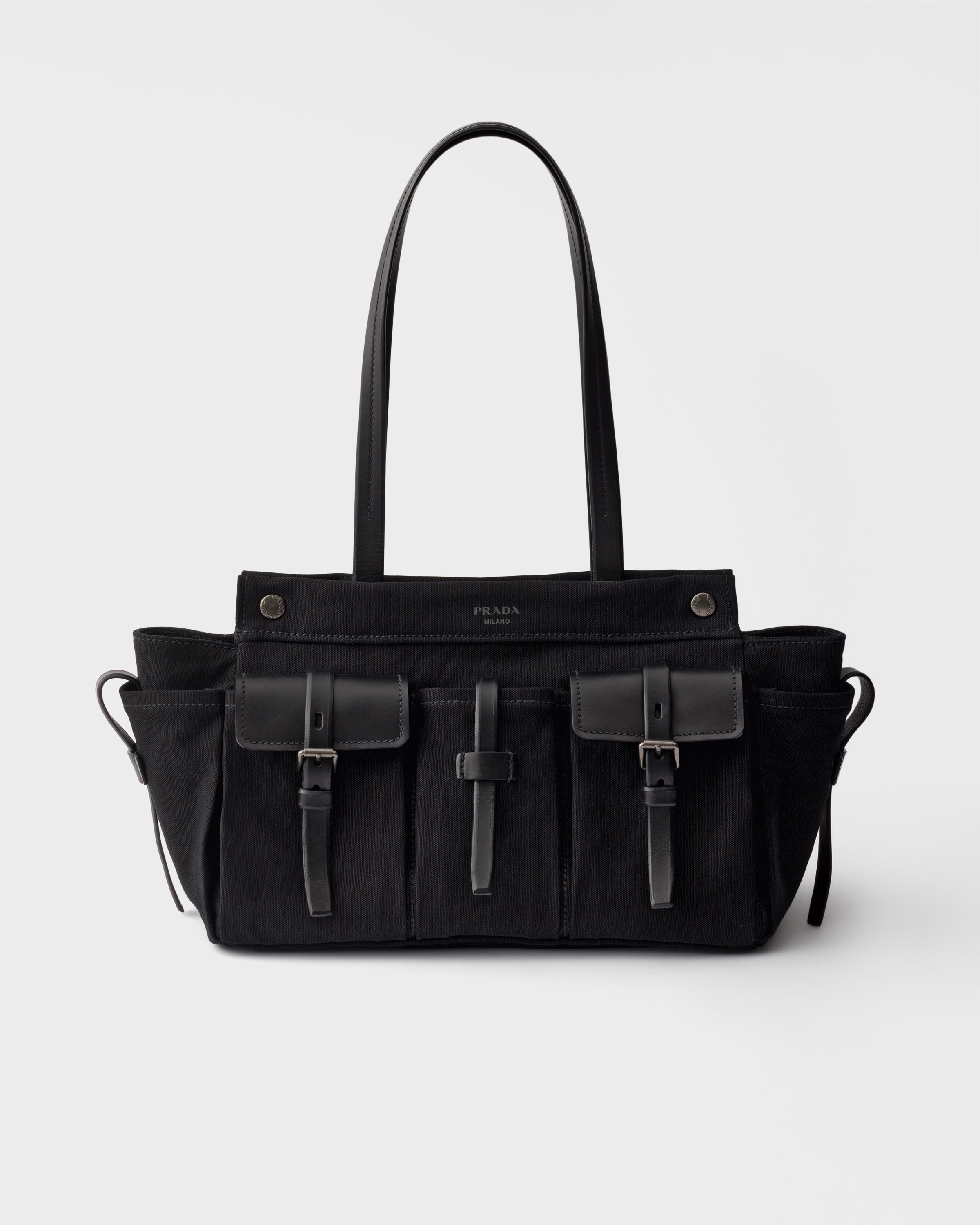 Prada Route Large Canvas and Leather Tote Bag