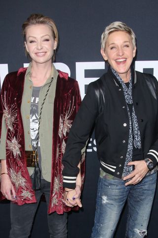 Ellen DeGeneres and Portia de Rossi at a Saint Laurent show, 2016