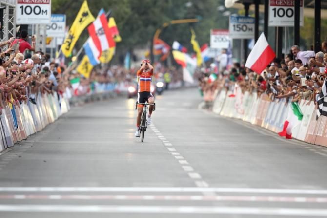 Marianne Vos (Netherlands) had a long time to relish her victory on the finishing straight