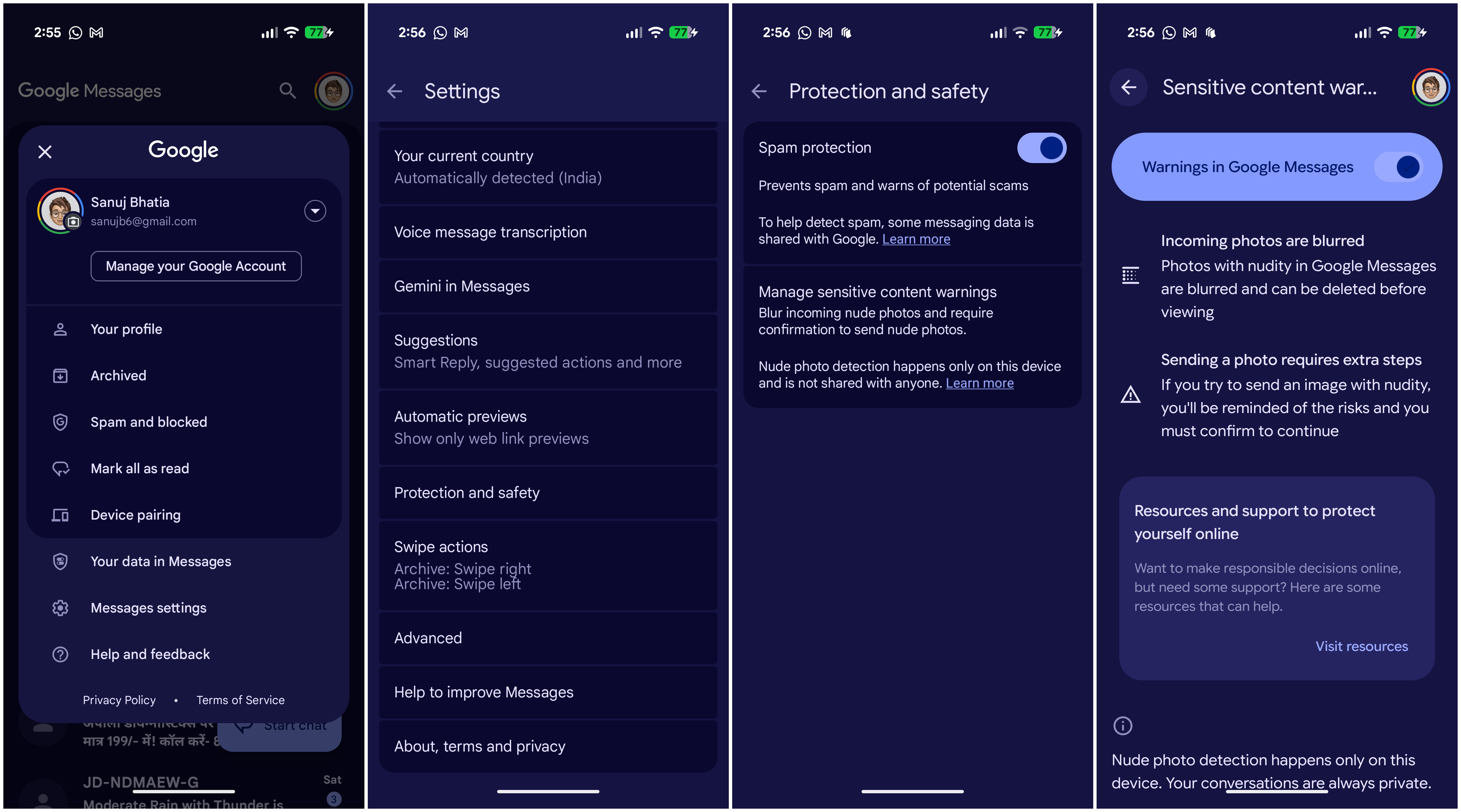 Sensitive content warnings in Google Messages