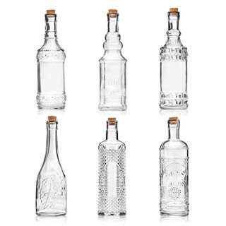 Bulk Paradise Assorted Clear Glass Bottles With Corks, 6 Pack, 2.5in X 9in, 16oz