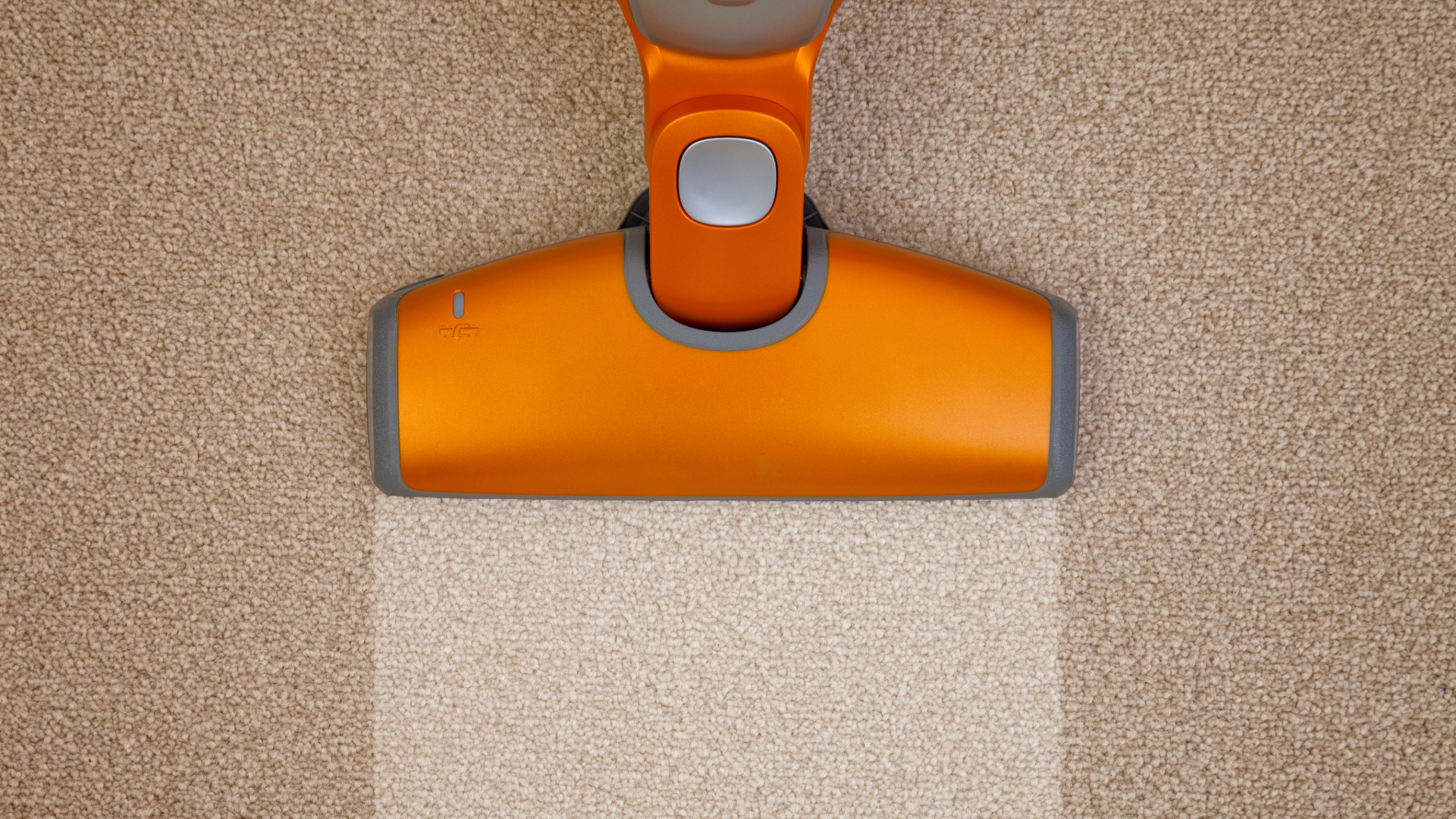 Vacuum sucking up carpet and leaving a clean trail behind it