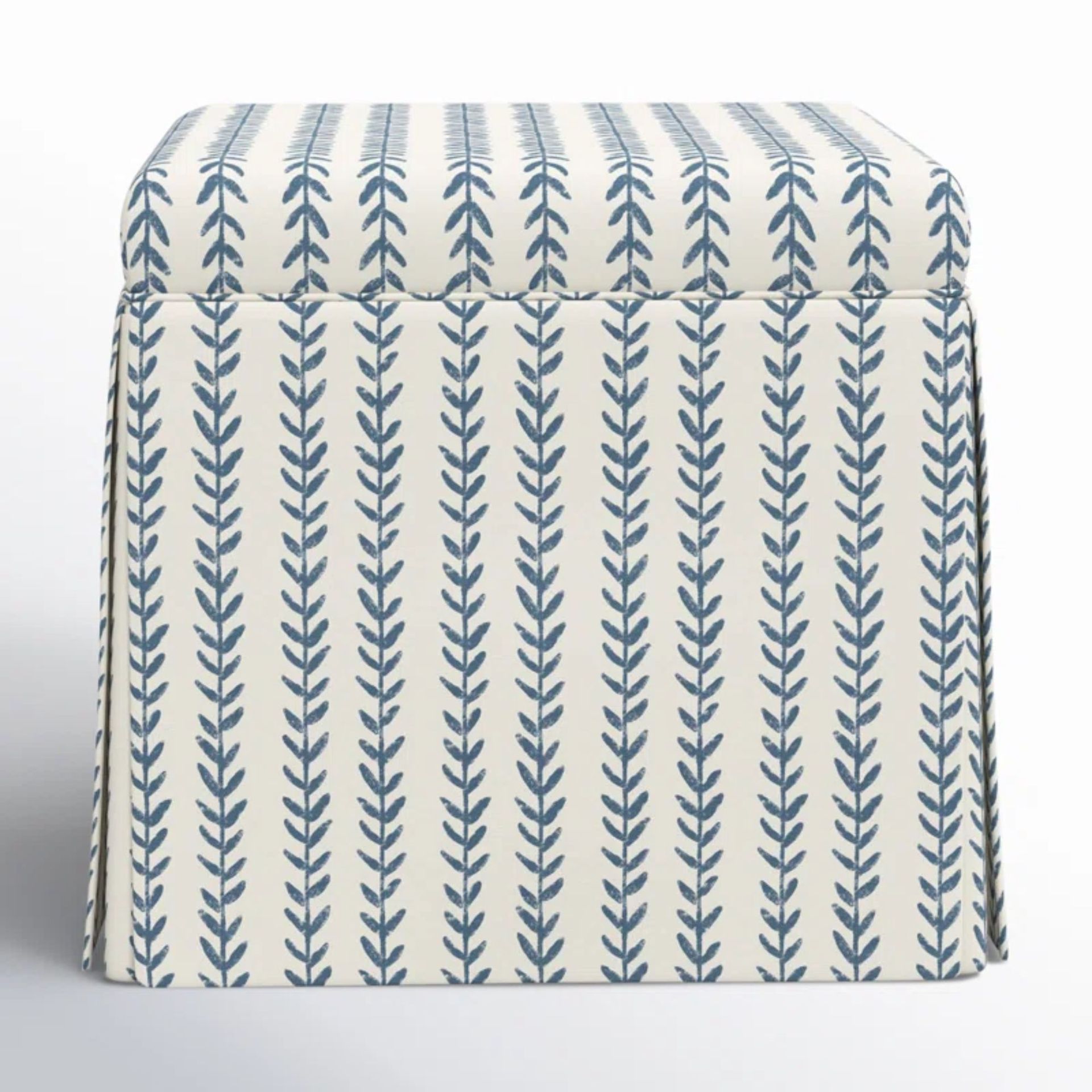 Vine Stripe Dusty Blue Ottoman