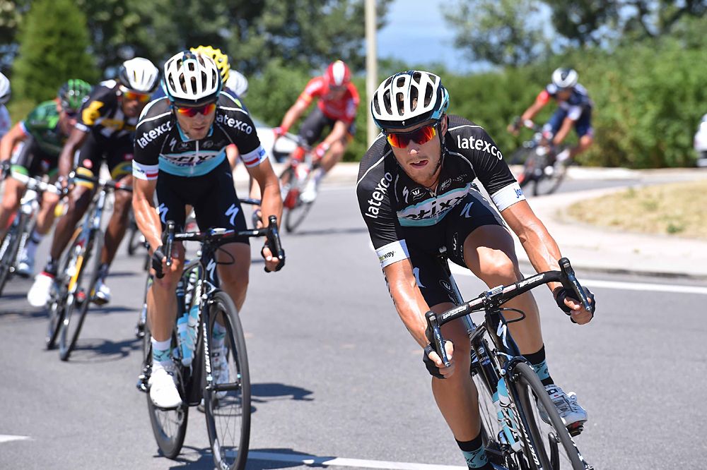Etixx-QuickStep's Matteo Trentin and Michal Golas were in the breakaway