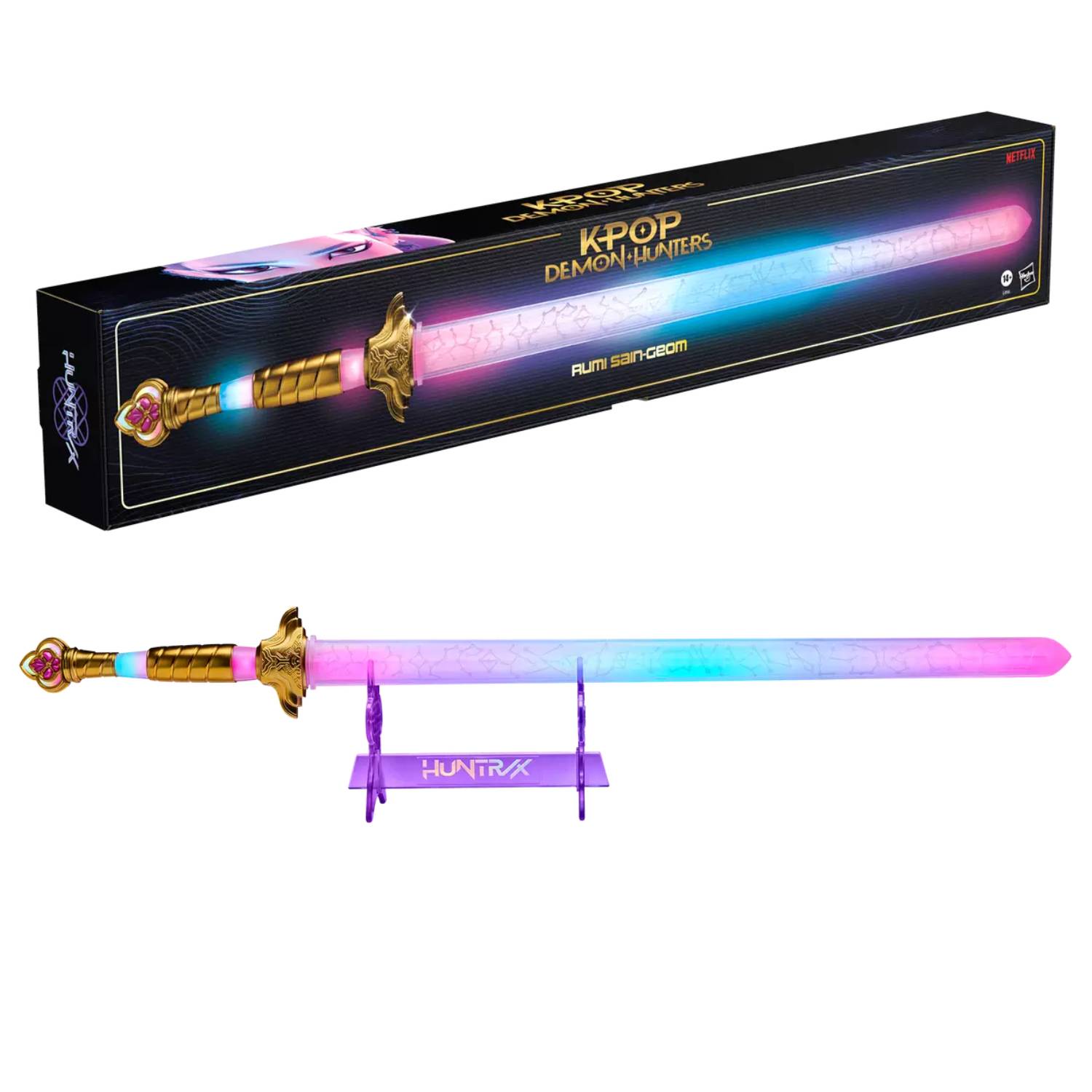 Official product image of the Rumi Sain-Geom Premium Electronic Sword replica from Hasbro and KPop Demon Hunters.