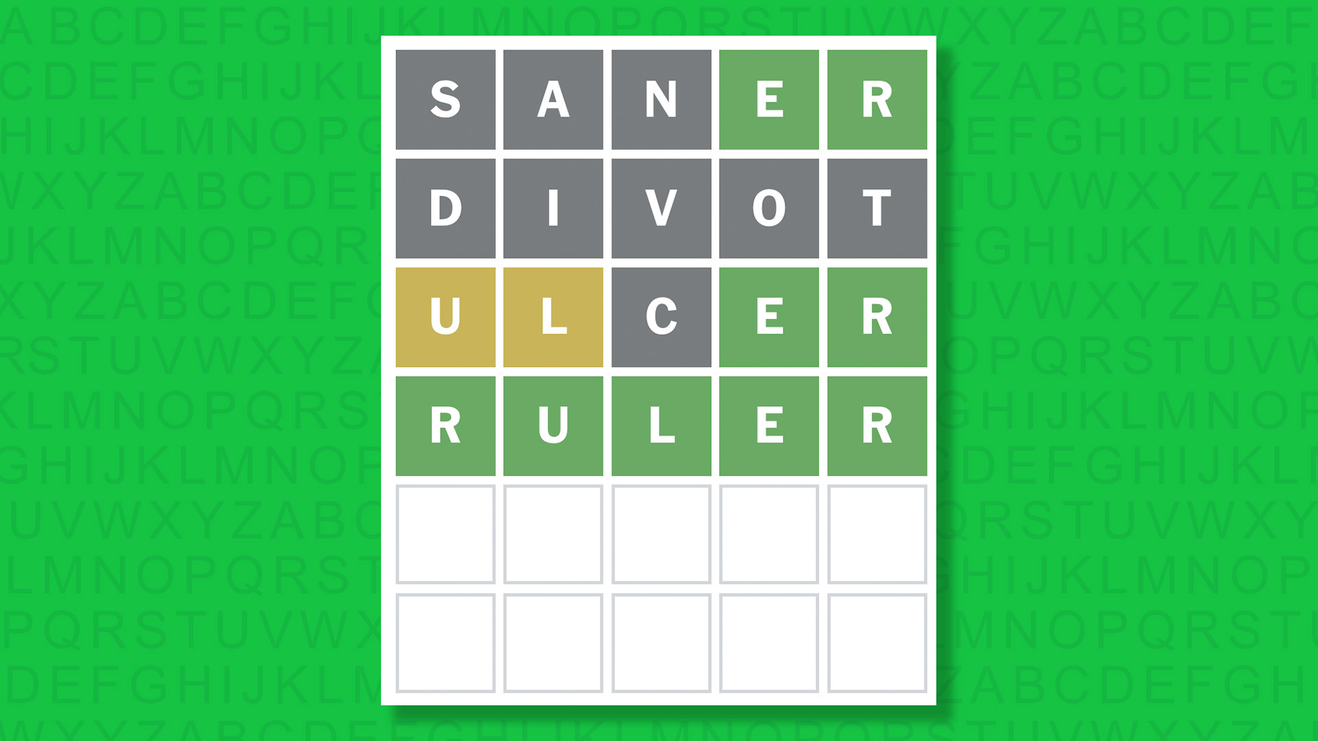NYT Wordle answer for game 1901 on a green background