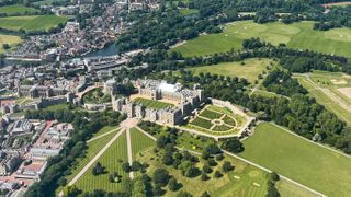 A aerial view of Windsor Castle and the surrounding area at Windsor Castle on July 17, 2021