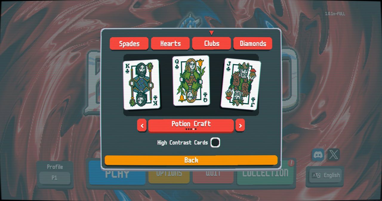 A series of screenshots showing the new card skins for Balatro's newest update.