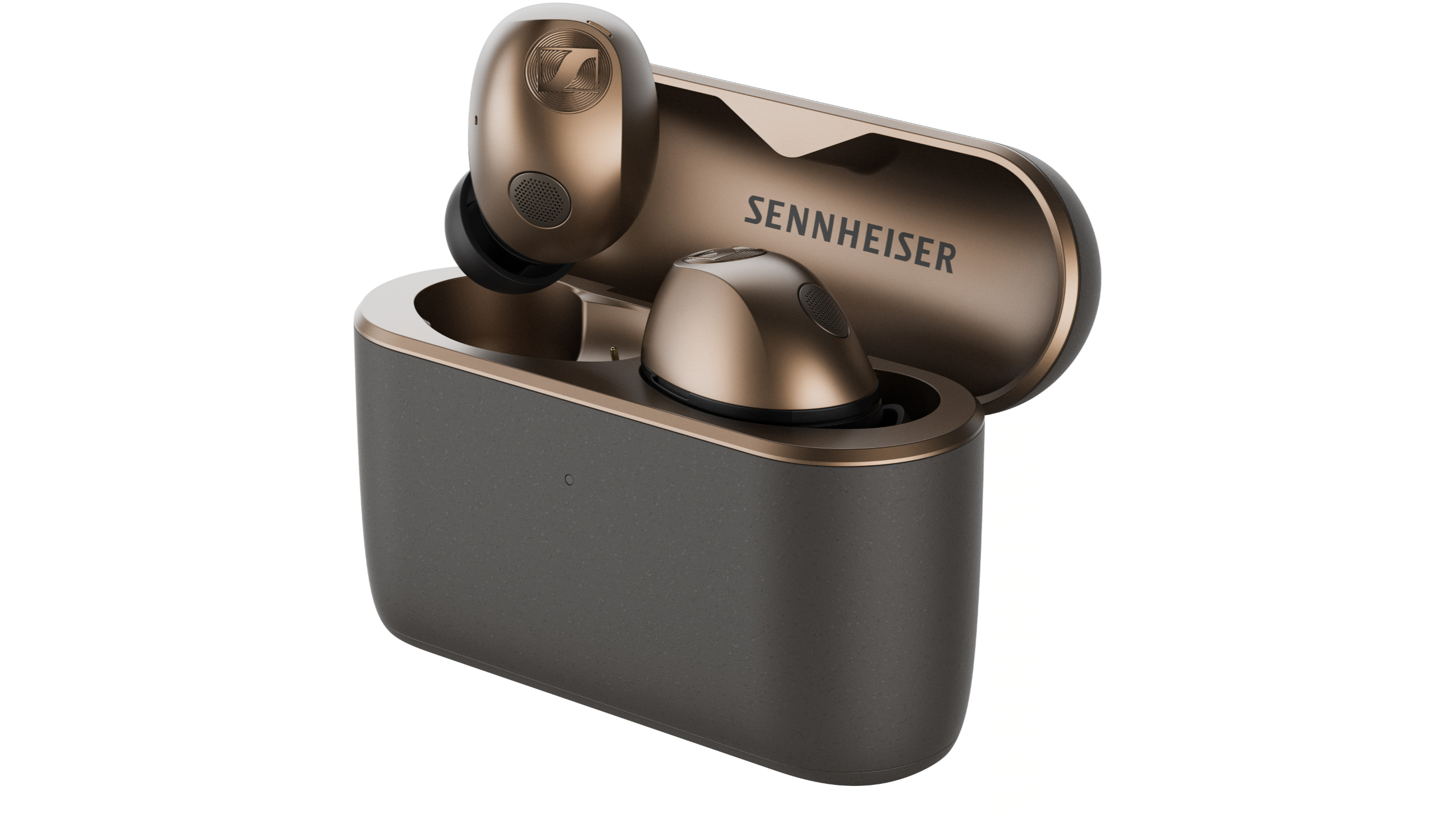 Sennheiser Momentum True Wireless 5 earbuds on a white background