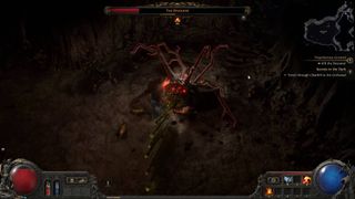 Path of Exile 2 Devourer boss spitting acid projectiles out its mouth at player