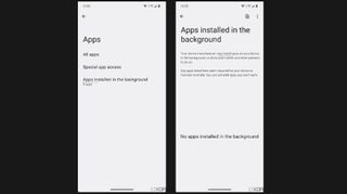 Captures d'écran montrant les applications installées en arrière-plan sur Android 14