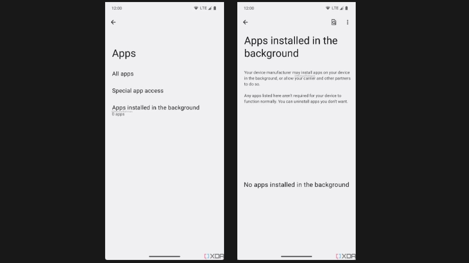 Screenshots, die die im Hintergrund installierten Apps auf Android 14 zeigen