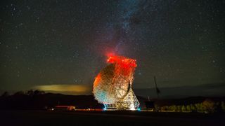 The powerful 330-foot (100 meters) radio telescope at Green Bank, West Virginia.