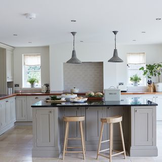 kitchen with cabinet and wooden worktop