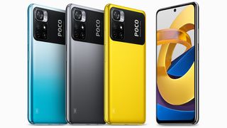 The Xiaomi Poco M4 Pro 5G in a range of colors
