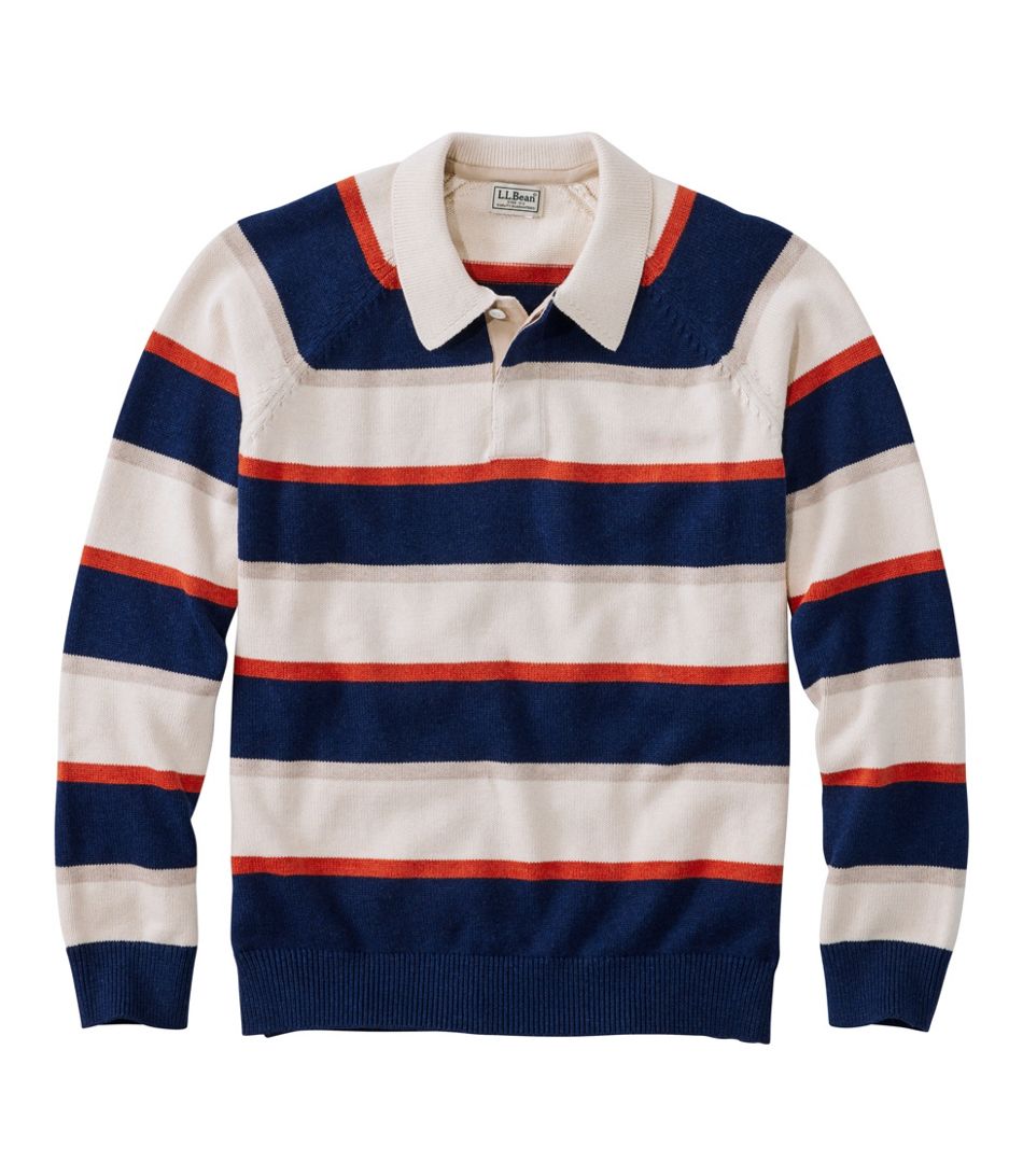 L.L.Bean, Wicked Soft Cotton/Cashmere Sweater, Rugby Polo, Stripe