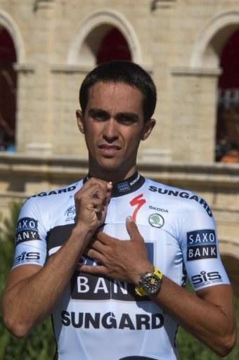 Alberto Contador looking distraught over the crowd's boos