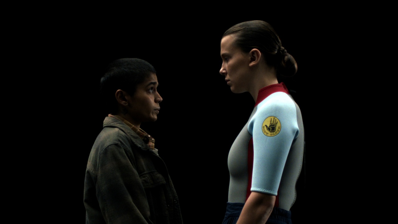 Eleven and Kali face to face in the blackness in Stranger Things Season 5