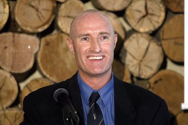 Simon Gillett speaks at the memorial service of his wife Amy Gillett-Safe in Ballarat