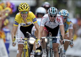 Andy Schleck finishes, Tour de France 2010, stage 15