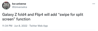 Samsung Galaxy Z Fold 4 and Z Flip 4 multitasking gesture rumor