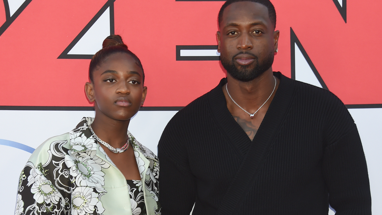 Zaya Wade and father Dwyane Wade at the &#039;Cheaper By The Dozen&#039; premiere held at El Capitan Theatre on March 16th, 2022 in Los Angeles, California.