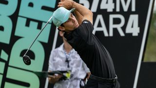 Joaquin Niemann takes a shot during LIV Golf United Kingdom