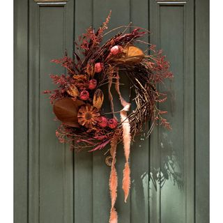 Dried Papaver + Feather Wreath