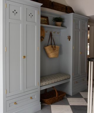 blue bloot room storage in an open entryway
